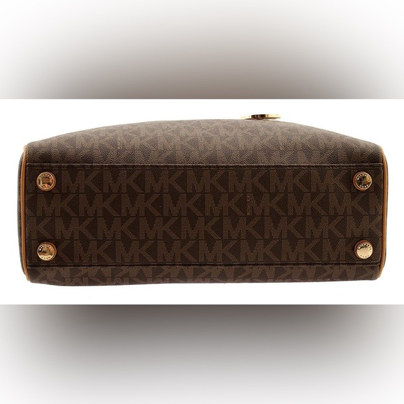 Michael Kors Women's Signature PVC Susannah Brown Large Tote Satchel - Picture 6 of 13